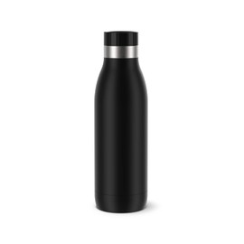 Emsa N31101 Bludrop Colour Drinking Bottle, 0.5 Litres, 100% Leak-Proof, Quick-Press Closure, Ergonomic 360° Drinking Enjoyment, 12 Hours Warm, 24 Hours Cool, Dishwasher Safe Stainless Steel, Black