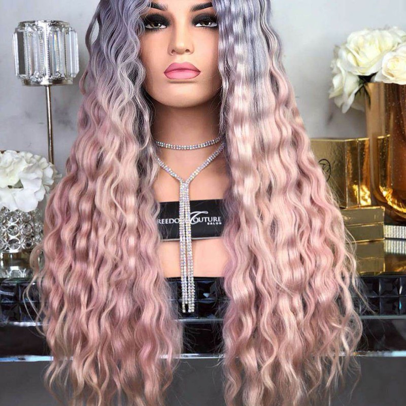 Gradation Wave Curly Synthetic Hair Women Fashion Wigs with Adjustable