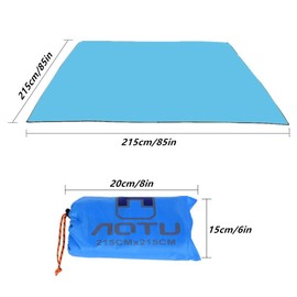 Winise 215cmx215cm Waterproof Tarps Picnic Blanket Mat Camping Moisture Barrier Outdoor Multifunctional Tent Tarp Footprint Ground Sheet Mat with Drawstring Carrying Bag (Blue)
