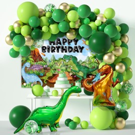 Avezano - Banner de cumpleaños de dinosaurio para niños, acuarela, dinosaurio, feliz cumpleaños, decoración de fiesta de cumpleaños, 70.8 x 43.3 pulgadas