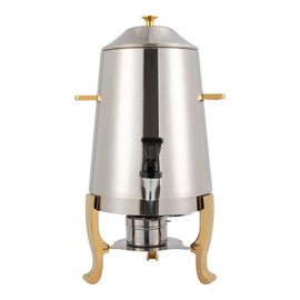 13L/3.43Gal Hot Beverage Dispenser, Stainless Steel Coffee Urn Hot Drinks Dispenser with Fuel Tray for Party Even Buffet Catering, Gold (Alcohol Heating)