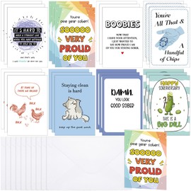 24 Pack Funny Sobriety Cards with Envelope 4 x 6 Inch Recovery Sobriety Encouragement Cards Sobriety Anniversary Cards for Men Women Sobriety Motivation Gifts