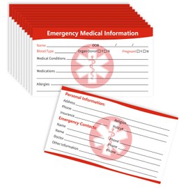 MEDMAX Emergency Medical Information ID Card 10 Pcs, Emergency Contact ID Cards Medical Alert Card for Wallet Phone Pocket Handbags