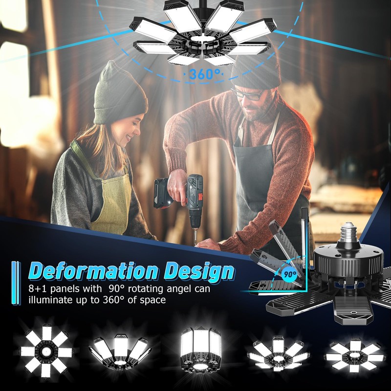 ISKYDRAW LED Garage Light 260W, Garage Lights Ceiling LED 26000LM