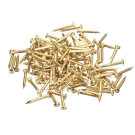 sourcing map 420Pcs Small Tiny Nails 1.2x10mm(DXL) Tiny Brass Nails Hardware Round Head Brass Nail for Wooden DIY Projects Decorative Boxes Household, Brass Tone