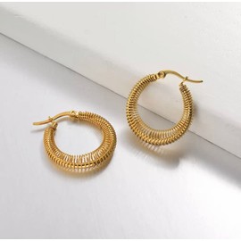 Medium Size Creole Hoop Earrings, 18ct Gold Plated, Stainless Steel, 2cmx2cm Lightweight, Water Resistant, Tarnish Proof, Hypoallergenic, Holiday Earrings Jewellery