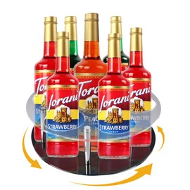 Handbanary 360 ° Rotating Coffee Syrup Organizer, 7 Bottles Coffee Syrup Rack for Countertop Acrylic Syrup Bottle Holder Stand for Coffee Bar Station, Turntable Wine Display Tray 11.4″ D x 4.33″ H