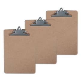 Universal 40304VP Hardboard Clipboard, 1-Inch Capacity, 8 1/2 x 11, Brown, 3/Pack (3401-06102)