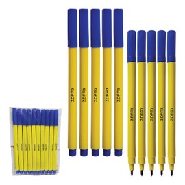 ZOFAX Felto Felt Tip Colouring Pens, BLUE, Fine Point, Pack of 10, Felt Tip Pens for School Office Home Everyday Use, Ideal for Draw Sketch Write Mark Colour
