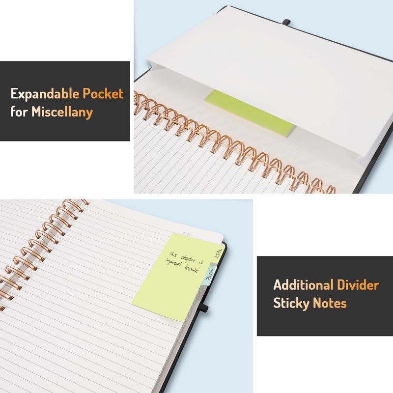 Forvencer Lined Spiral Journal Notebook with 300 Numbered Pages, A5
