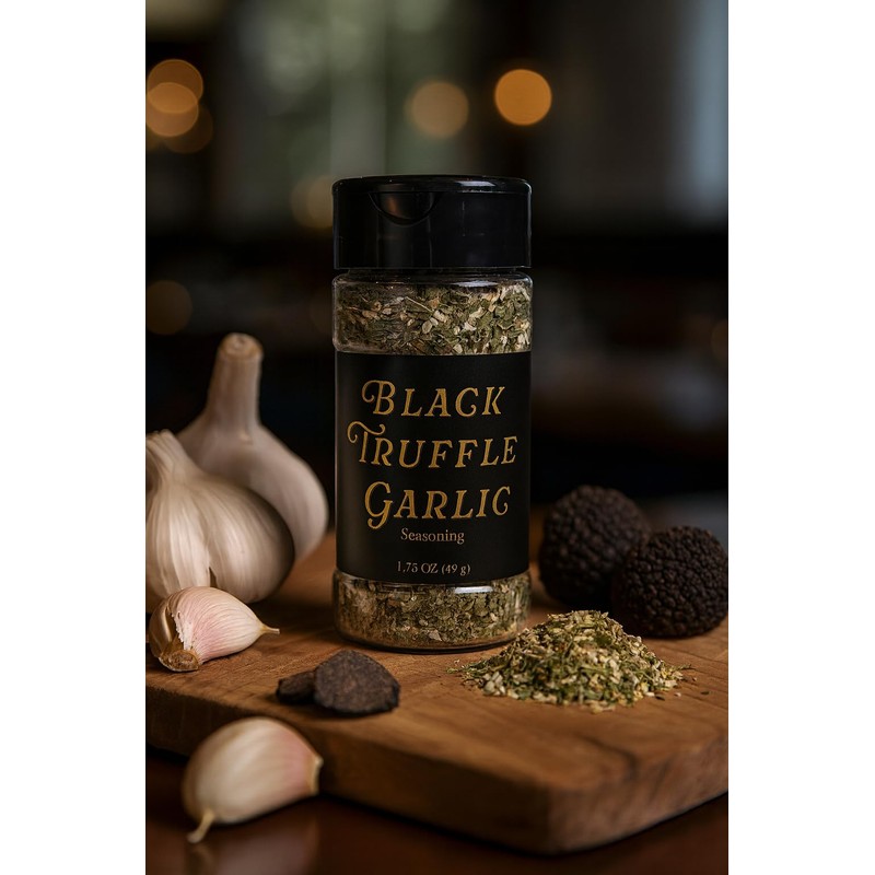 Black Truffle Garlic Seasoning, Black Truffle Salt with Garlic, Dairy-Free