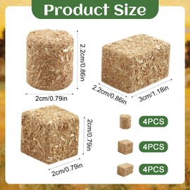 12Pcs Mini Hay Bales Haystack Decoration, Scene Toy Hay Bales Miniature Haystack Decor, Small Bales Tiny Haystack Fall Village for Table Toy Hay Stacks Dollhouse Decor