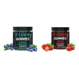 Kit Esunm: Gomitas De Creatina Mora Azul 150pz + Gomitas De Creatina Fresa 150pz
