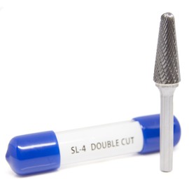 Benchmark Abrasives Taper Shape Radius End Premium Double Cut Tungsten Carbide Burr for Metal Wood Welding Deburring Sculpting High-Speed Die Grinders enclosed in Plastic Capsule 1/4" Shank (SL-4)