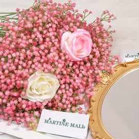 MARTINE MALL Babys Breath Artificial Flowers, 10 PCS Pink Baby Breath Flowers Artificial Bulk, Fake Babys Breath Gypsophila Real Touch Faux Babys Breath for Wedding Floral Arrangement Home Decor