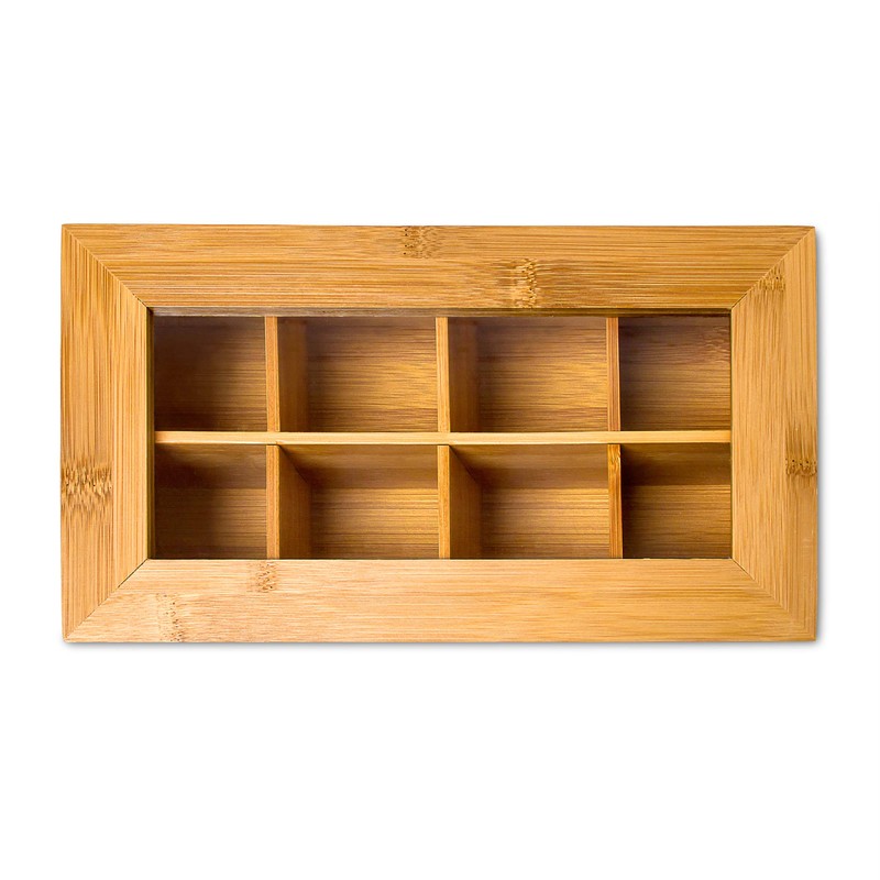 Relaxdays Bamboo Box with 8 Compartments Bag Caddy Wooden with