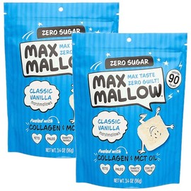 Max Mallow Sugar Free Marshmallows - Keto Friendly, Perfect for S'mores, Hot Chocolate, and Baking with Zero Sugar Snacks, Smores Mct Oil Zero Sugar Marshmellow Marshmallow Classic Vanilla, 2 Pack