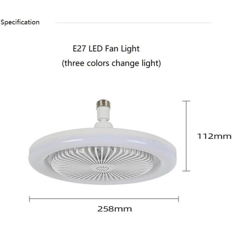 E27 LED Ceiling Light with Fan, Modern 180° Rotation Ceiling