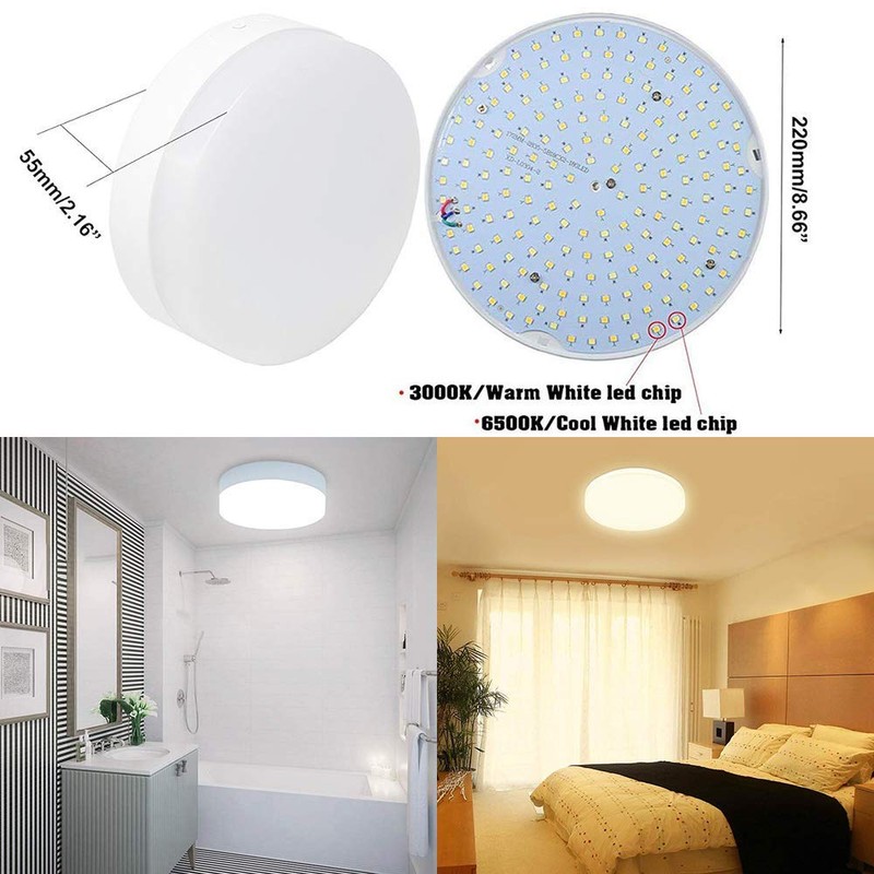 DLLT 24W Dimmable LED Flush Mount Ceiling Light Fixture with