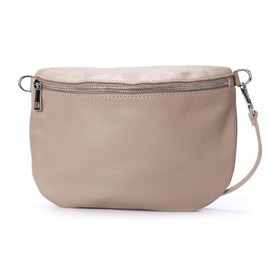 Ever Bloom Unisex Leather Chest Bag, Bum Bag, Fashion Waist Bag, Shoulder Bag, Saddle Cross Bag, 24 cm, Medium Leather Bag for Festival and Holiday, Taup Medium, standard size