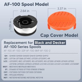 8 Pack AF-100 Strimmer Spool Compatible with Black&Decker Auto-Feed Grass Trimmer Line,Length 30 ft, Diameter 0.065 (8 Spools+2 Cap+2 Spring),by Milale