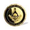 AtSKnSK Masonic Hiram Abiff Skull Symbol, Brass Coin with Masonic