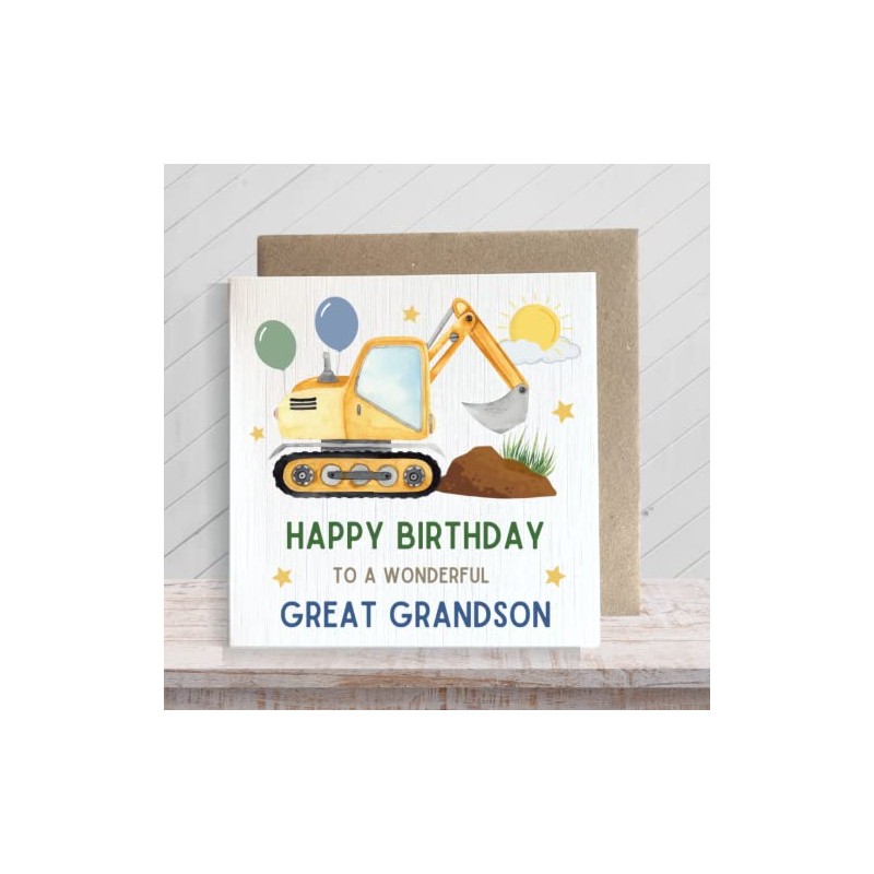 Second Ave Great Grandson Birthday Children's Kids Baby Digger Square