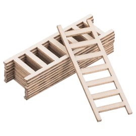 PATIKIL 2.4" Miniature Wooden Ladder, 10 Pack Mini Wood Dollhouse Straight Ladders DIY Craft Accessories, Natural Color