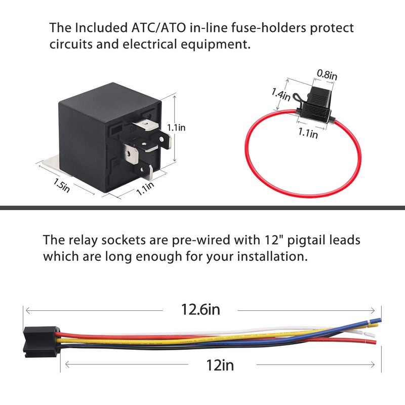 Recoil 2 Pack Automotive 5-Pin 30/40A 12V SPDT Relays with