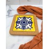Portuguese Ceramic Tiles Trivet with Cork Base for Hot Pots