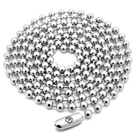 VENICEBEE® Long Stainless Steel Ball Chain Medical Grade 316L Surgical Metal Dog-Tag ID Military Necklace 30" INCHES 3MM Wide Resizable Chain 30 inch + Pouch - HYPOALLERGENIC LEAD-FREE METAL