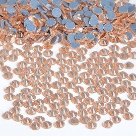 Bymitel Hotfix Crystal Rhinestones Round Gems Iron on DIY Jewelry Making Flat Back for Crafts,Lt. Peach, 1.3mm(SS3/2880pcs)