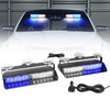 Afurkuot 2-in-1 Blue & White LED Windshield Dash Strobe Lights,