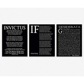 Wallbuddy If Poem Invictus Poem and Desiderata Inspirational Poems Set of 3 (8 x 10, Matt Black)