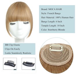 Clip In Bangs 100% Human Hair Wispy Bangs Hair Clip Blonde27 with Temples Real Human Hair Fake Bangs Extensions For Natural Hair