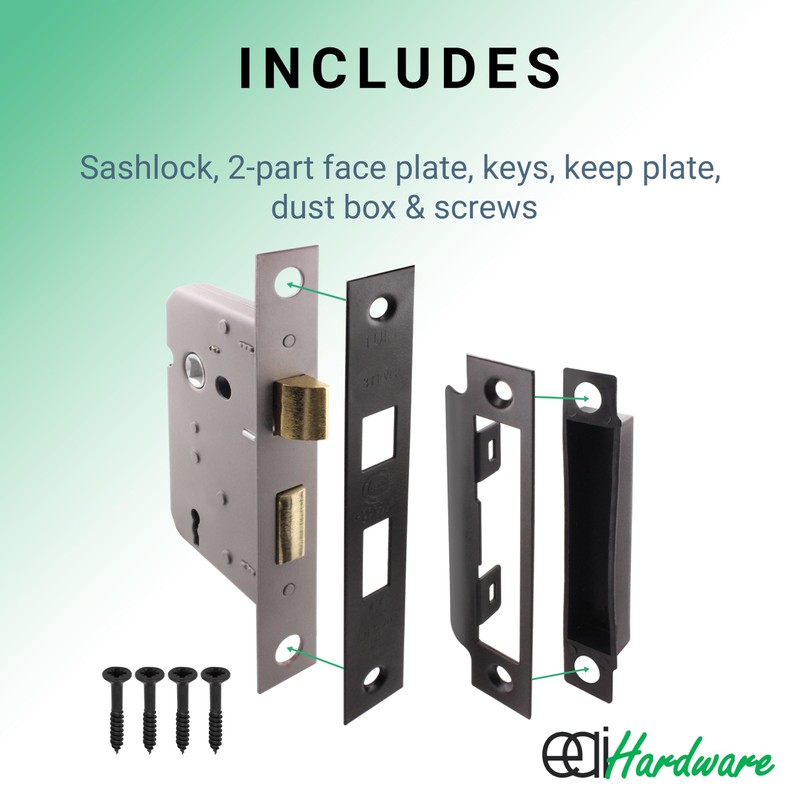 EAI Matt Black Sashlock - Fire Rated & CE Approved
