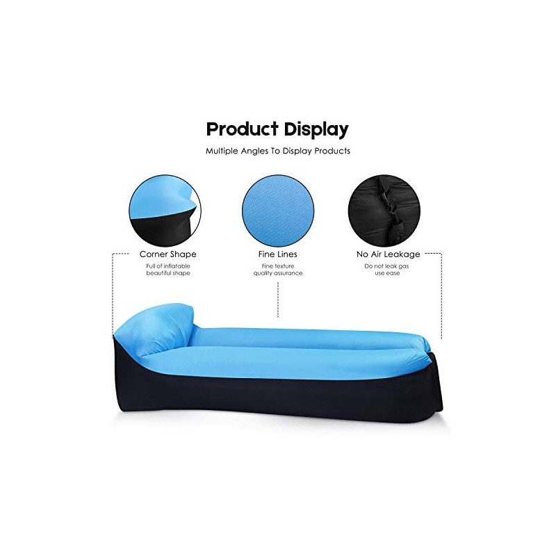 Inflatable Lounger, Lazy Air Sofa with Headrest Waterproof Couch Bed