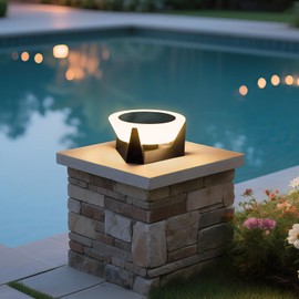 PAKEDANDUN Outdoor Post Light,10.94" Square Pillar Lights Hard Wired Waterproof Modern Fence Posts Deck Outside Column Cap Lamp 3000K Luxry LED Lighting Fixtures for Paver Patio Garden Decoration