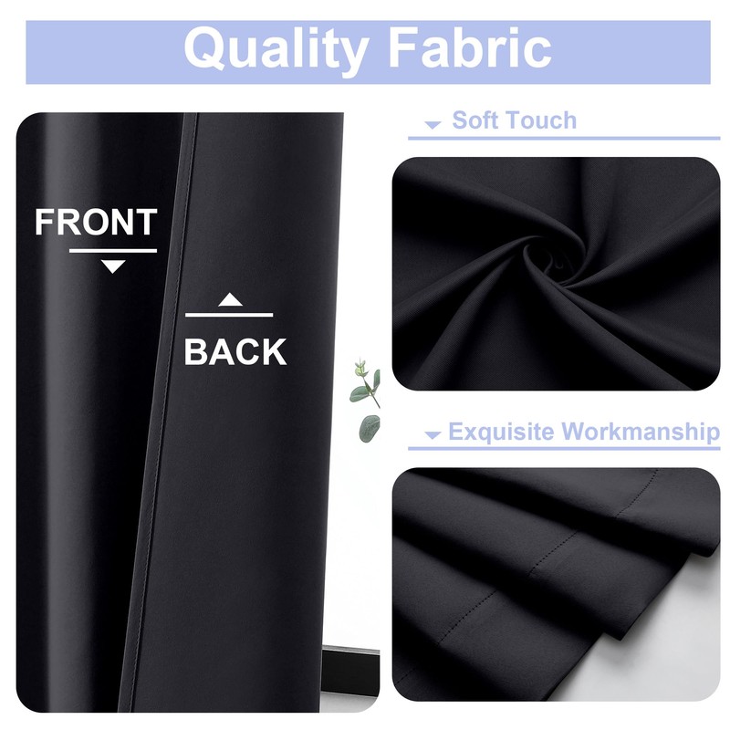 Simplebrand Black Valance for Windows, Short Blackout Curtains for Bathroom/Laundry/Basement