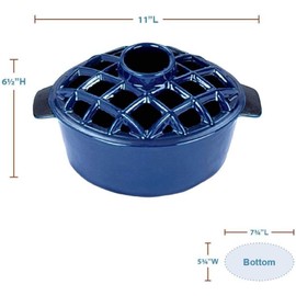 Oakestry 2.2 Qt Enamel Woodstove Steamer with Lattice Top – Decorative Cast Iron Humidifier for Wood Stove, Fireplace or Hearth – Durable Enamel Finish for Moisture & Home Comfort