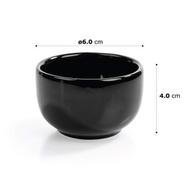 Urban Lifestyle 6 x Round Sauce Bowls Black Kuro (6 x 6 x 3.6 cm) A-to-B-Ware (Small Glaze Defects May Occur)