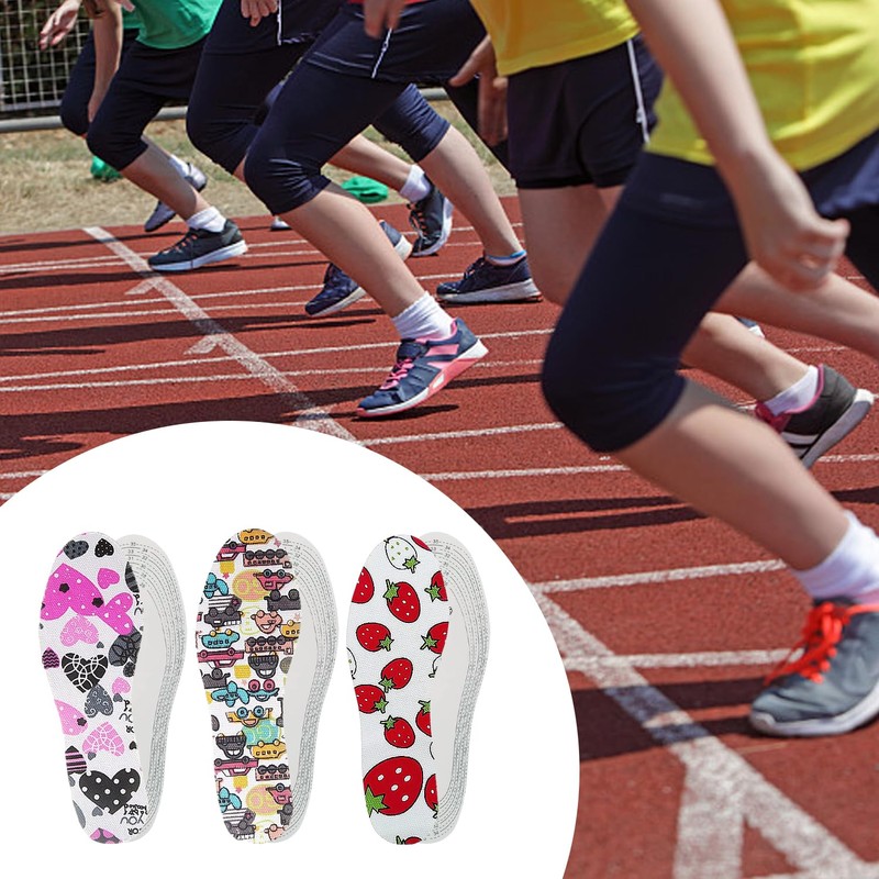 3 Pairs Kids Cartoon Print Foam Latex Sponge Replacement Insoles