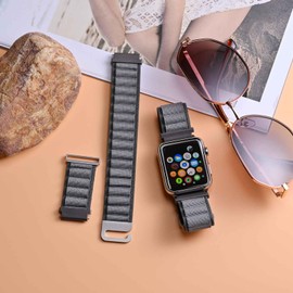 WOCCI 18mm Alpine Loop Nylon Watch Band, Adjustable Sport Strap, Silver Buckle (Grey)