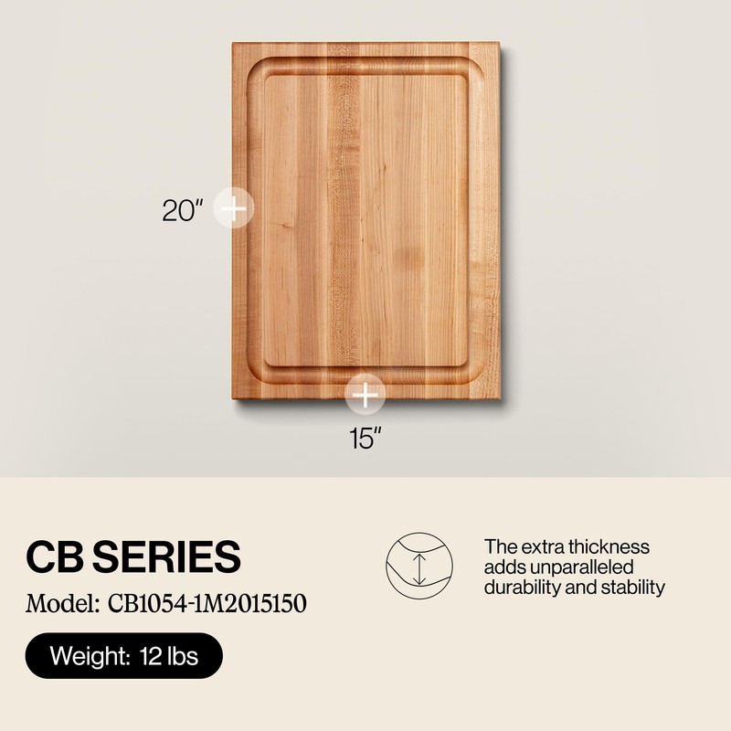 John Boos CB Series Rectangular Wooden Maple Cutting Board 20”x15”