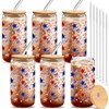 Yetene 6 Pcs Patriotic Drinking Cup Glasses with Bamboo Lids