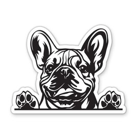 French Bulldog Frenchie Dog Peeking Vinyl Sticker - for Water Bottle Phone Car Tumbler Laptop - Waterproof - 3"