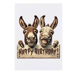 'Happy Birthday Donkeys' Temporary Tattoo - Water Resistant, Skin-Safe, Non-Toxic Transfer (TO00081373)