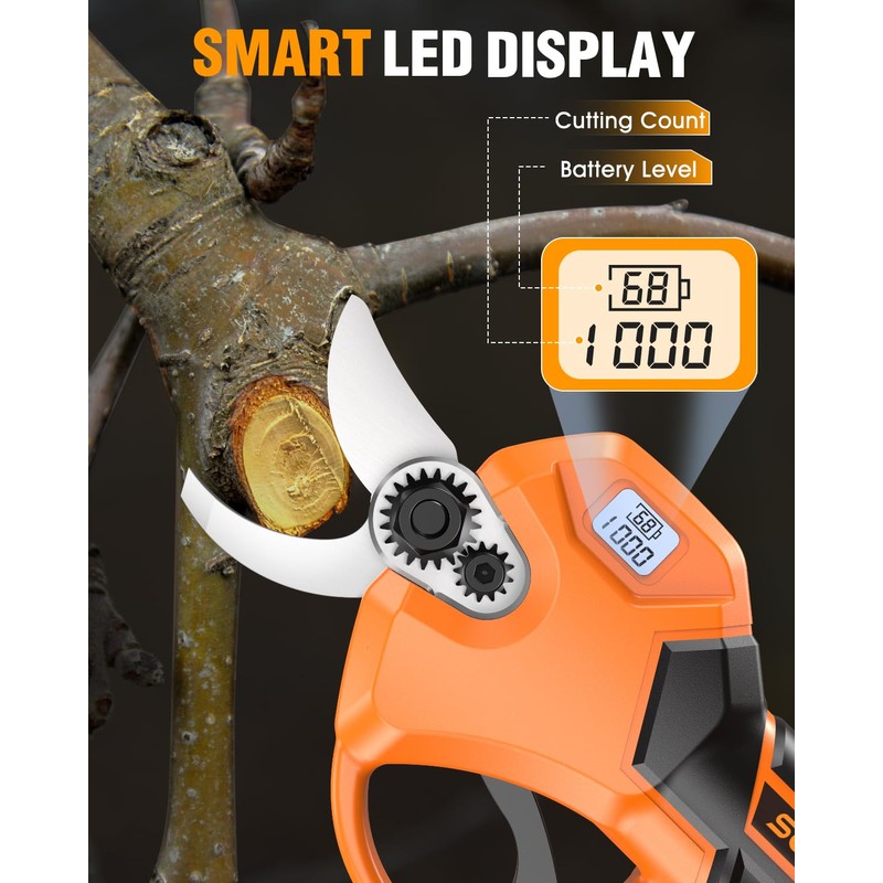 Upgraded Electric Pruning Shears, 1.5'' Cutting Diameter, Brushless Motor Cordless