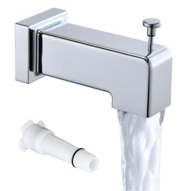 YASINU Slide-On Diverter Tub Spout - Sleek Square Design for Bathroom, Fits 1/2" Copper Pipe (5/8" OD), Child-Safe Rounded Edges, Easy Installation, Chrome