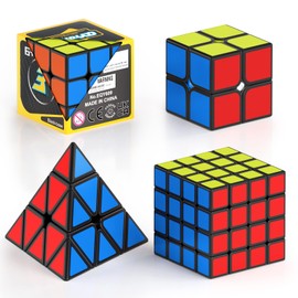 Vdealen Speed Cube Set, Magic Cube Pack of 2x2 3x3 4x4 Pyraminx Smooth Sticker Puzzle Cube Game, Christmas Birthday Party Gifts for Kids Teens Adults